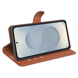 EIDERWOOD Samsung Galaxy S25 Edge Litchi Kunstskinn Flip Deksel med Lommebok - Brun