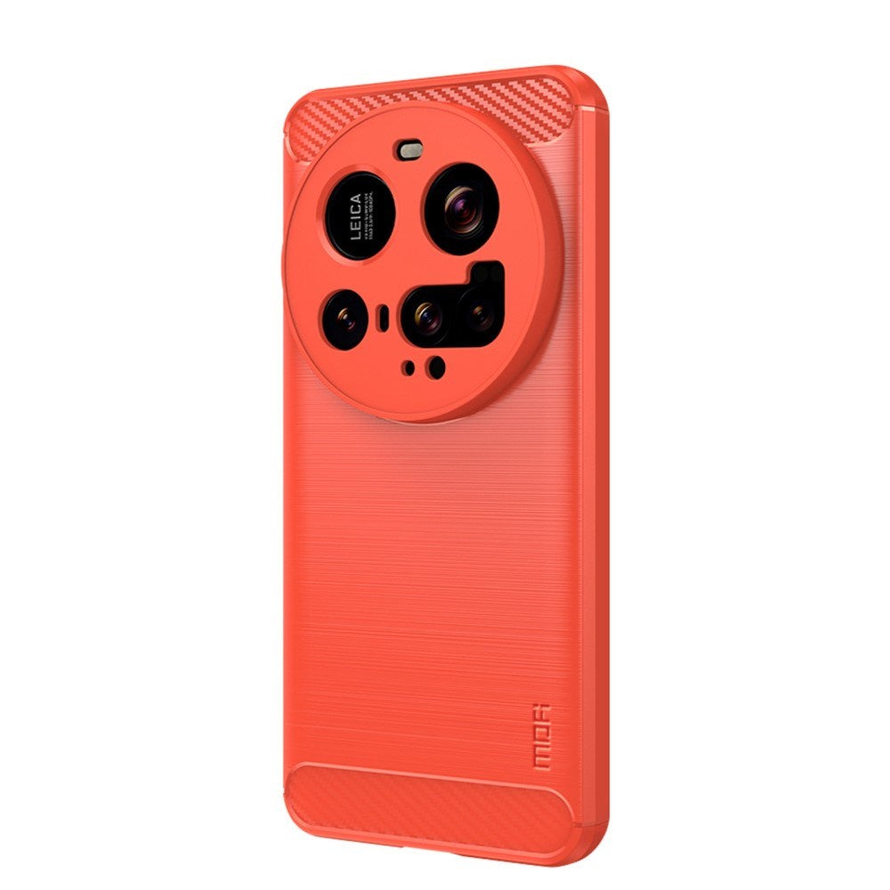 Mofi Xiaomi 15 Ultra Brushed Carbon Fiber Plast Deksel - Rød