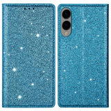 EIDERWOOD Samsung Galaxy S25 Edge Kunstskinn Flip Deksel med Lommebok og - Glitter - Blå