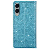 EIDERWOOD Samsung Galaxy S25 Edge Kunstskinn Flip Deksel med Lommebok og - Glitter - Blå