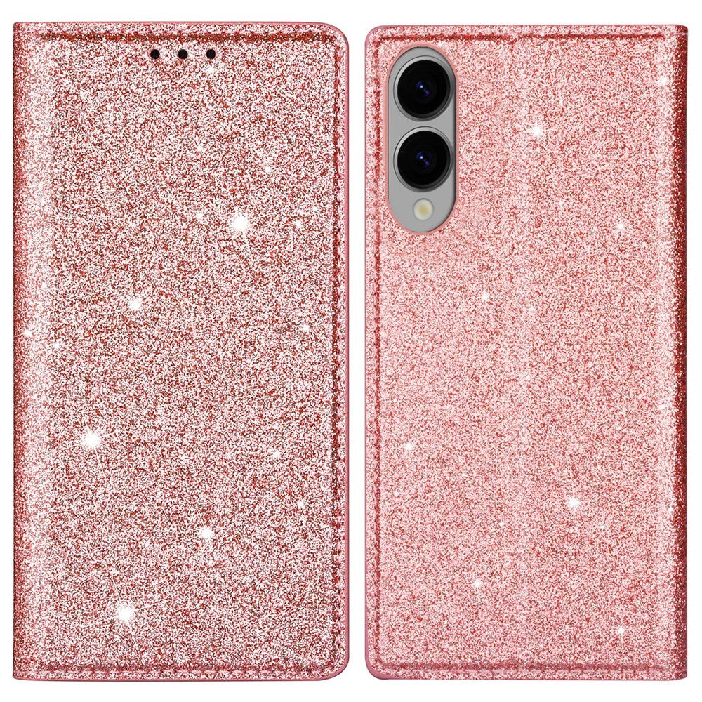 EIDERWOOD Samsung Galaxy S25 Edge Kunstskinn Flip Deksel med Lommebok og - Glitter - Rose Gold