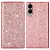 EIDERWOOD Samsung Galaxy S25 Edge Kunstskinn Flip Deksel med Lommebok og - Glitter - Rose Gold