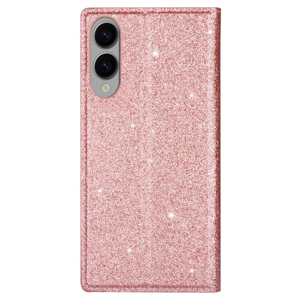 EIDERWOOD Samsung Galaxy S25 Edge Kunstskinn Flip Deksel med Lommebok og - Glitter - Rose Gold