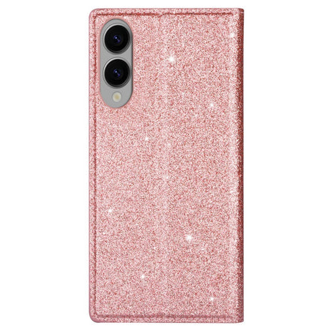 EIDERWOOD Samsung Galaxy S25 Edge Kunstskinn Flip Deksel med Lommebok og - Glitter - Rose Gold