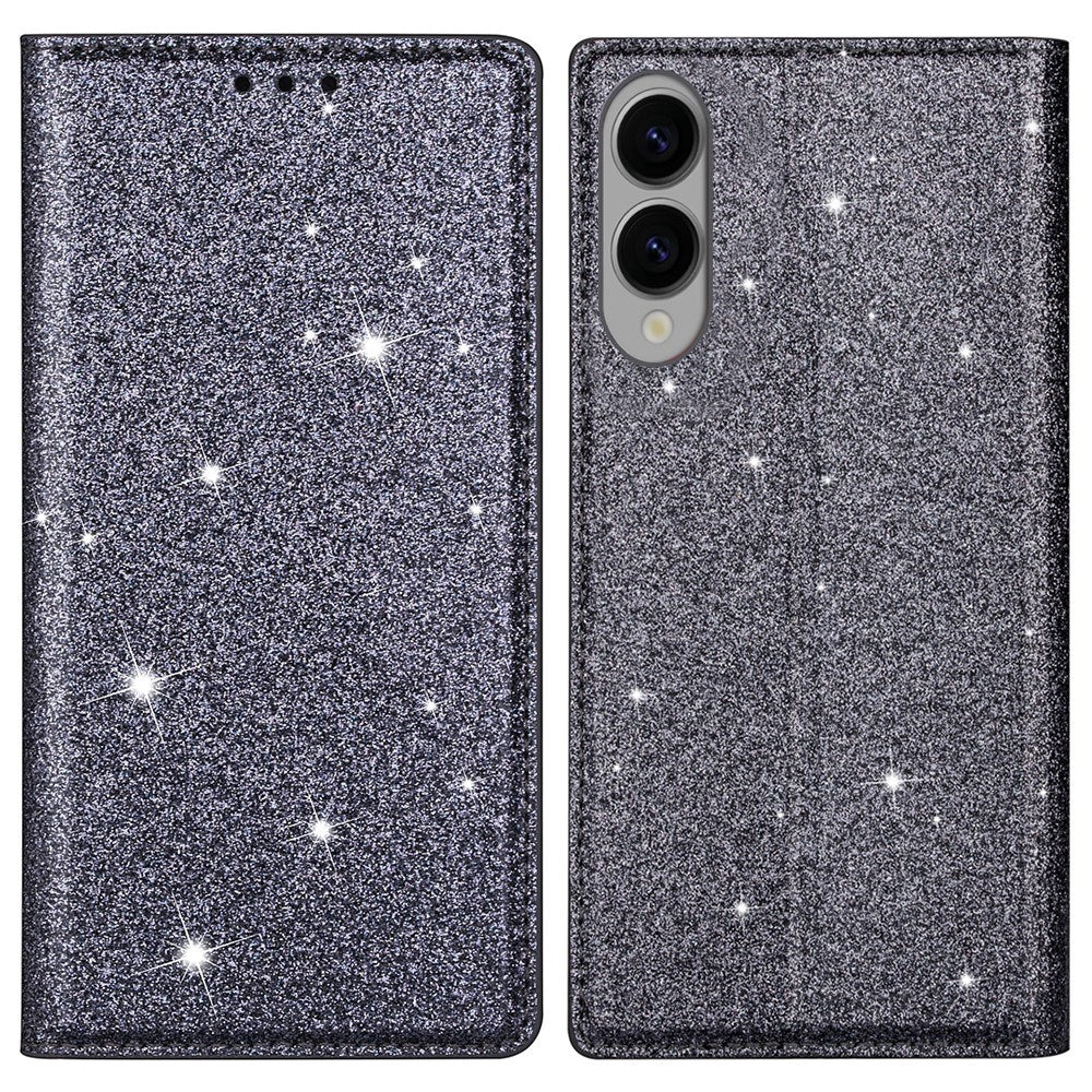 EIDERWOOD Samsung Galaxy S25 Edge Kunstskinn Flip Deksel med Lommebok og - Glitter - Grå