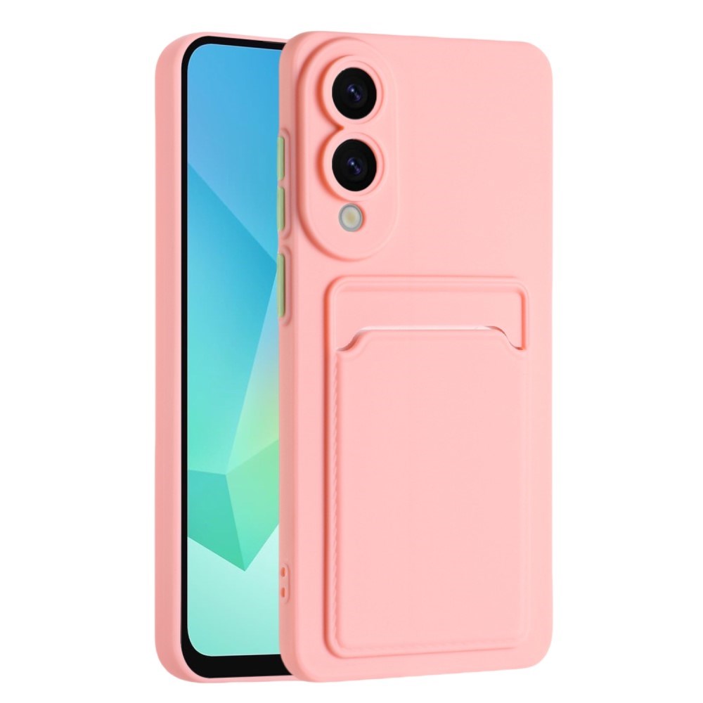 EIDERWOOD Samsung Galaxy S25 Edge Fleksibelt Plast Deksel med Kortholder - Rosa