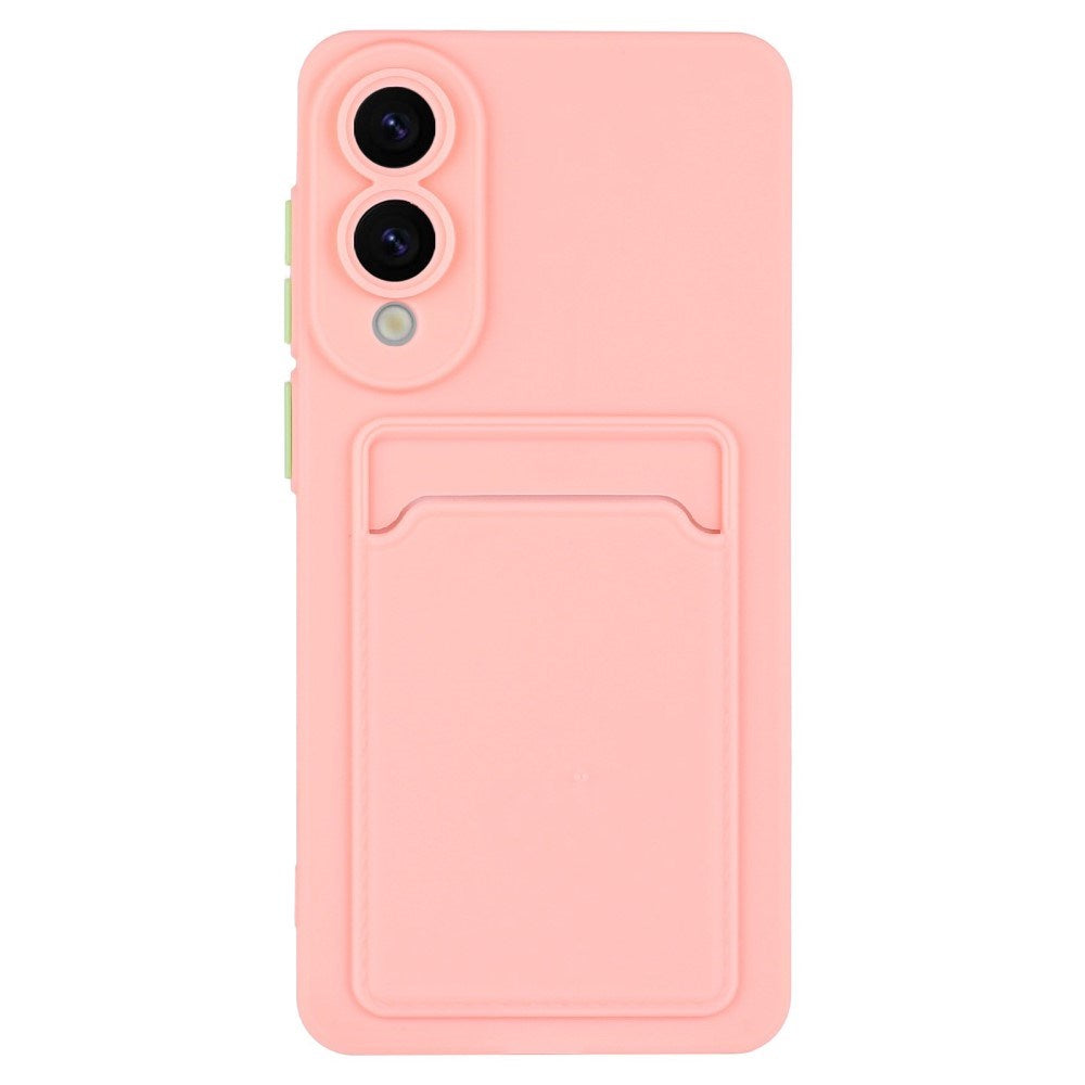 EIDERWOOD Samsung Galaxy S25 Edge Fleksibelt Plast Deksel med Kortholder - Rosa