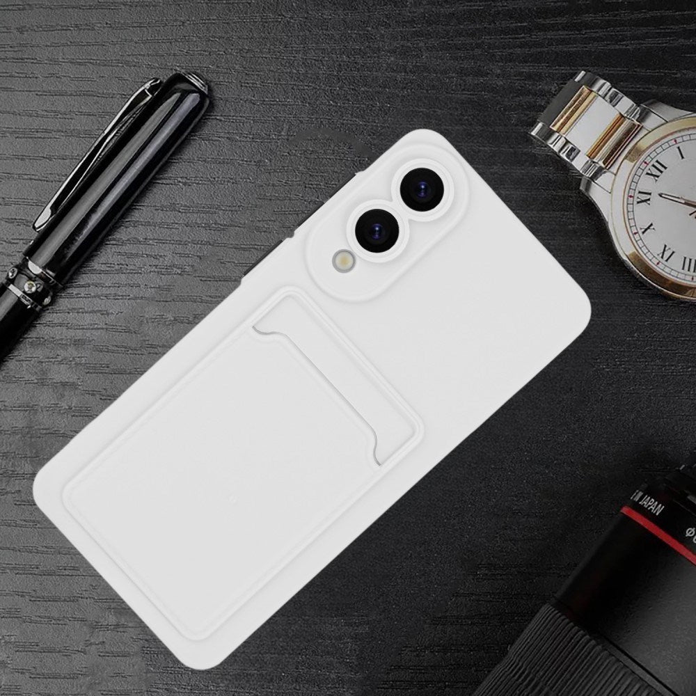 EIDERWOOD Samsung Galaxy S25 Edge Fleksibelt Plast Deksel med Kortholder - Hvit