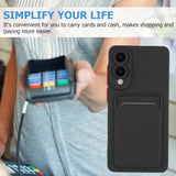 EIDERWOOD Samsung Galaxy S25 Edge Fleksibelt Plast Deksel med Kortholder - Svart