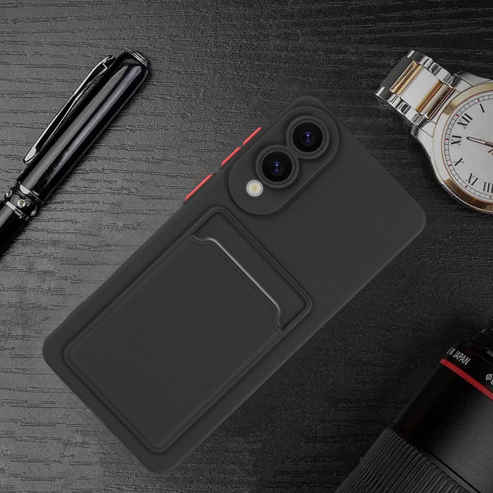 EIDERWOOD Samsung Galaxy S25 Edge Fleksibelt Plast Deksel med Kortholder - Svart