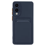 EIDERWOOD Samsung Galaxy S25 Edge Fleksibelt Plast Deksel med Kortholder - Mørk Blå