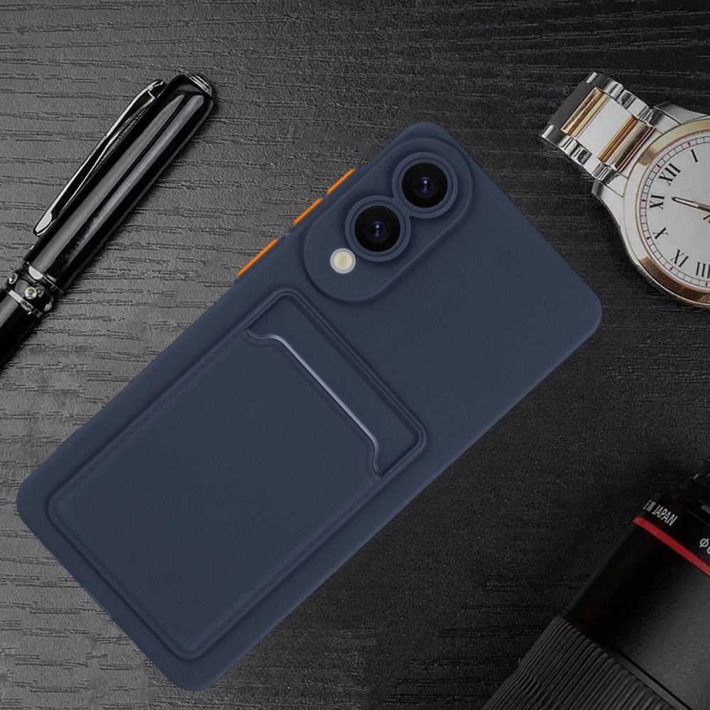 EIDERWOOD Samsung Galaxy S25 Edge Fleksibelt Plast Deksel med Kortholder - Mørk Blå