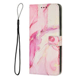 EIDERWOOD Samsung Galaxy S25 Edge Marmor Mønstret Kunstskinn Flip Deksel m. Stropp - Rosa