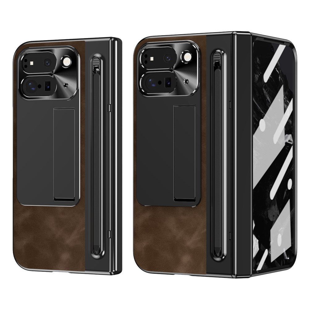 EIDERWOOD Google Pixel 10 Pro Fold Deksel med Bakside i Kunstskinn - Kickstand - Stylusholder - Svart / Brun