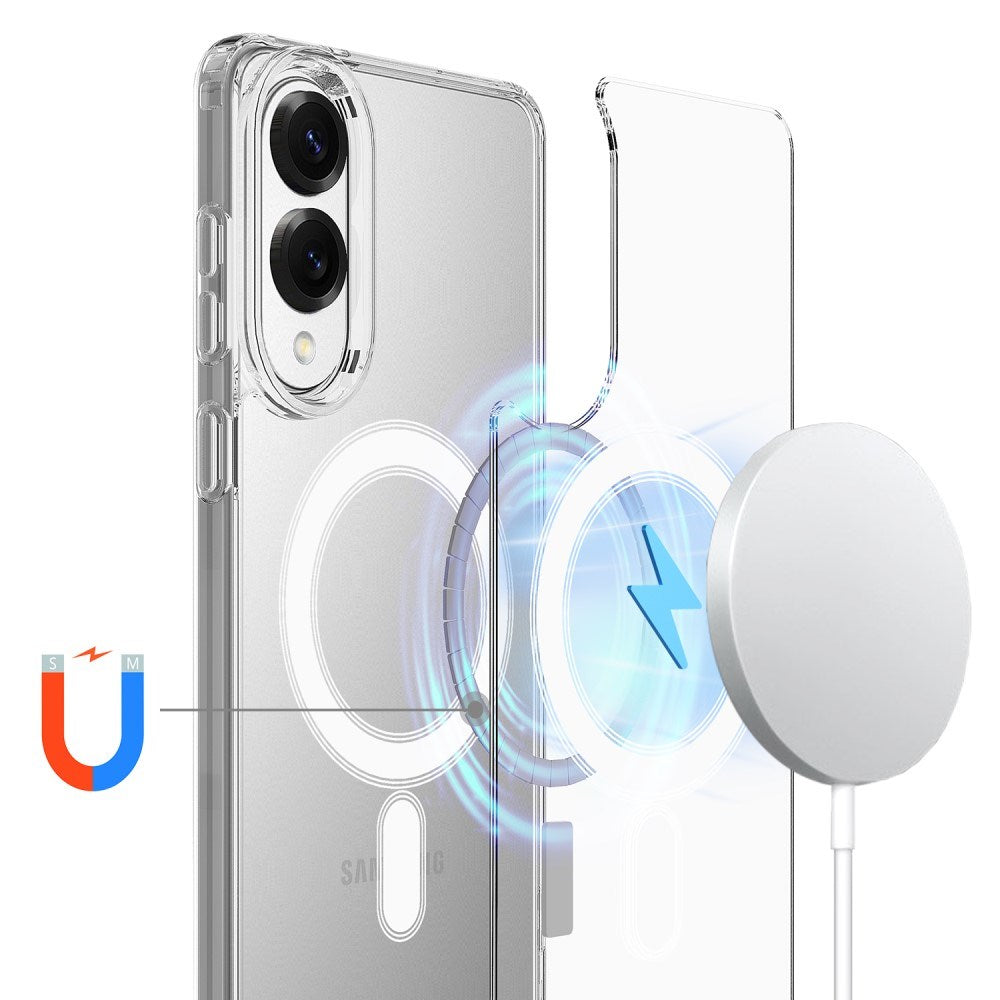 EIDERWOOD Samsung Galaxy S25 Edge Hybrid Plast Deksel - MagSafe Kompatibel - Gjennomsiktig / Hvit