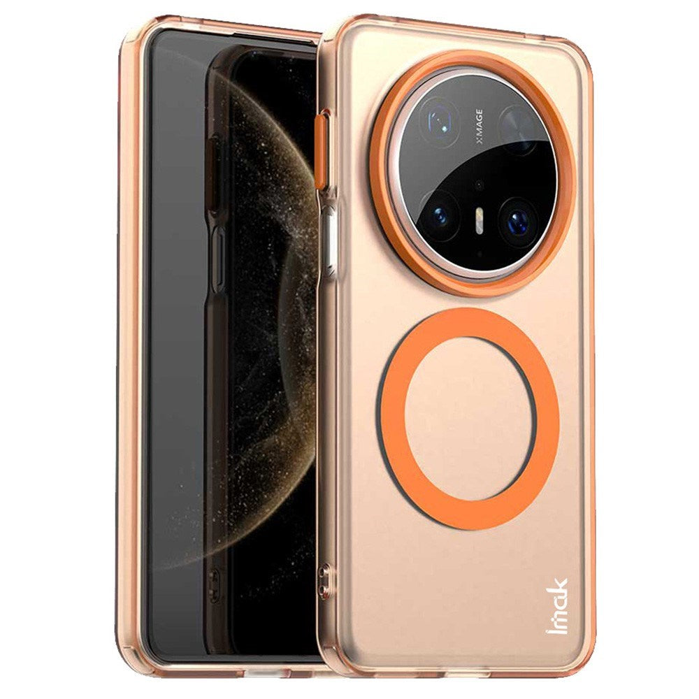 IMAK Huawei Mate 70 Pro+ / 70 Pro Hybrid Plast Deksel - MagSafe Kompatibel - Gjennomsiktig / Oransje