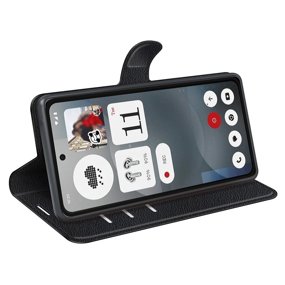 EIDERWOOD Nothing Phone (3a) Kunstskinn Flip Deksel med Kortholder & Ståfunksjon - Svart