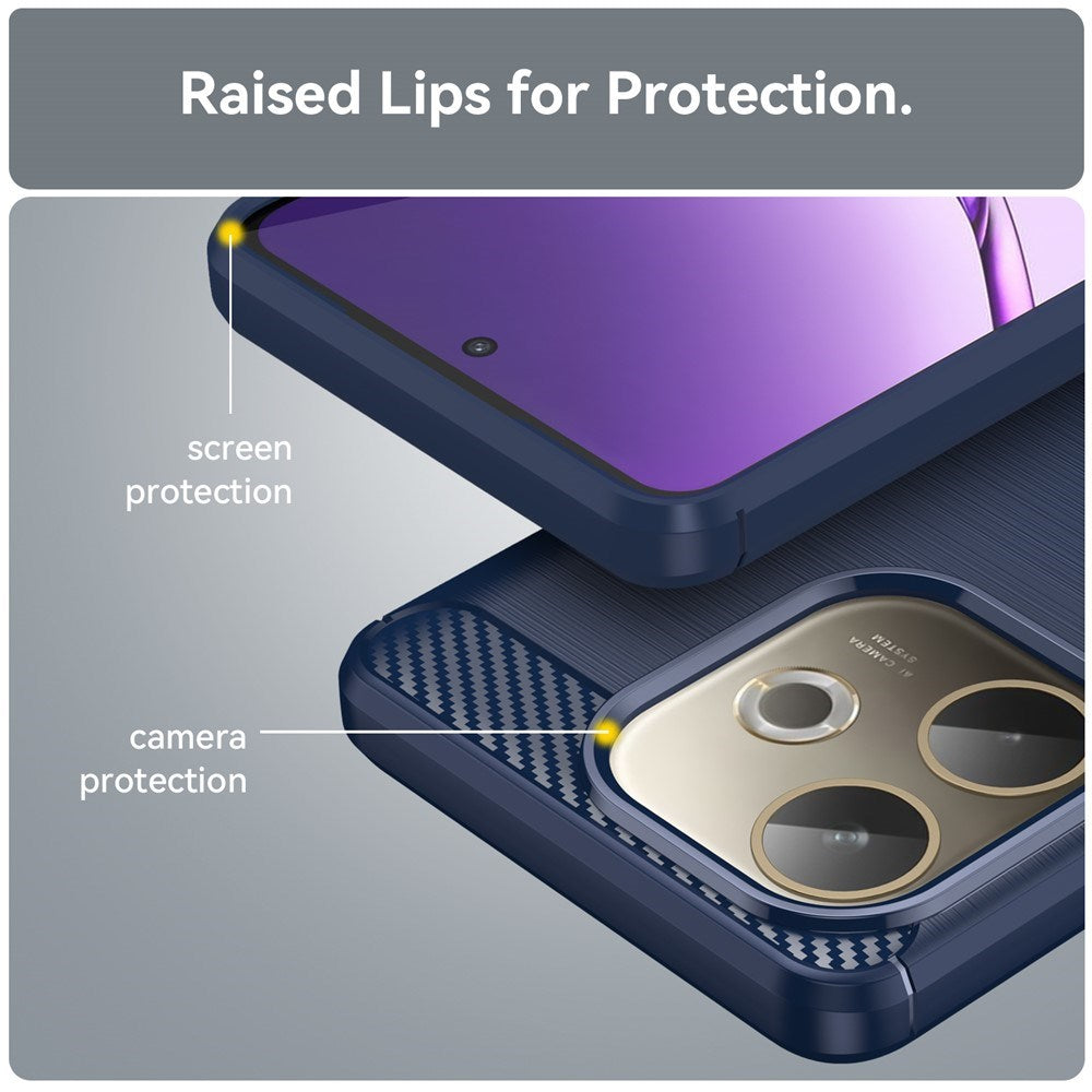 OPPO A5 Pro (4G / 5G) EIDERWOOD Brushed Carbon Fiber Plast Deksel - Blå