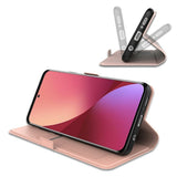 Xiaomi Poco F7 Ultra EIDERWOOD Kunstskinn Flip Deksel m. Kortlomme & Stativfunksjon – Rosegull