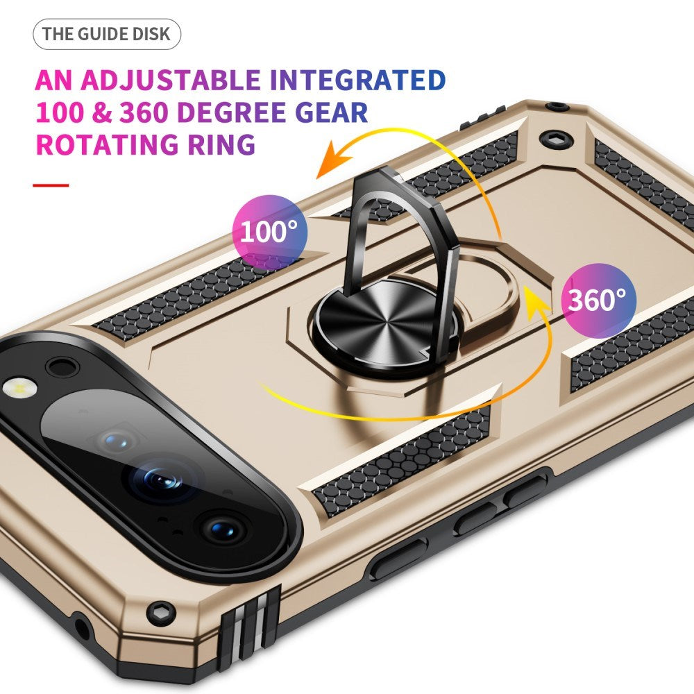 EIDERWOOD Google Pixel 10 / 10 Pro Håndverker Bakdeksel med 360° roterbar stativ - Gull