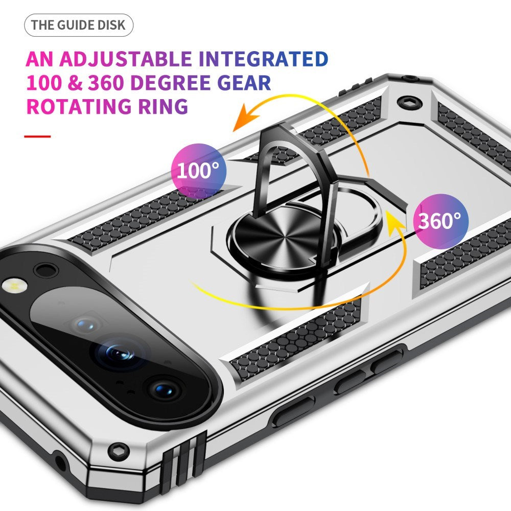 EIDERWOOD Google Pixel 10 / 10 Pro Håndverkerdeksel med 360 Graders Roterbar Støtte - Sølv