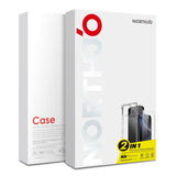 NORTHJO iPhone 15 2-i-1 Beskyttelsessett med Støtabsorberende Fleksibelt Plast Deksel & Herdet Skjermbeskyttelsesglass - Gjennomsiktig