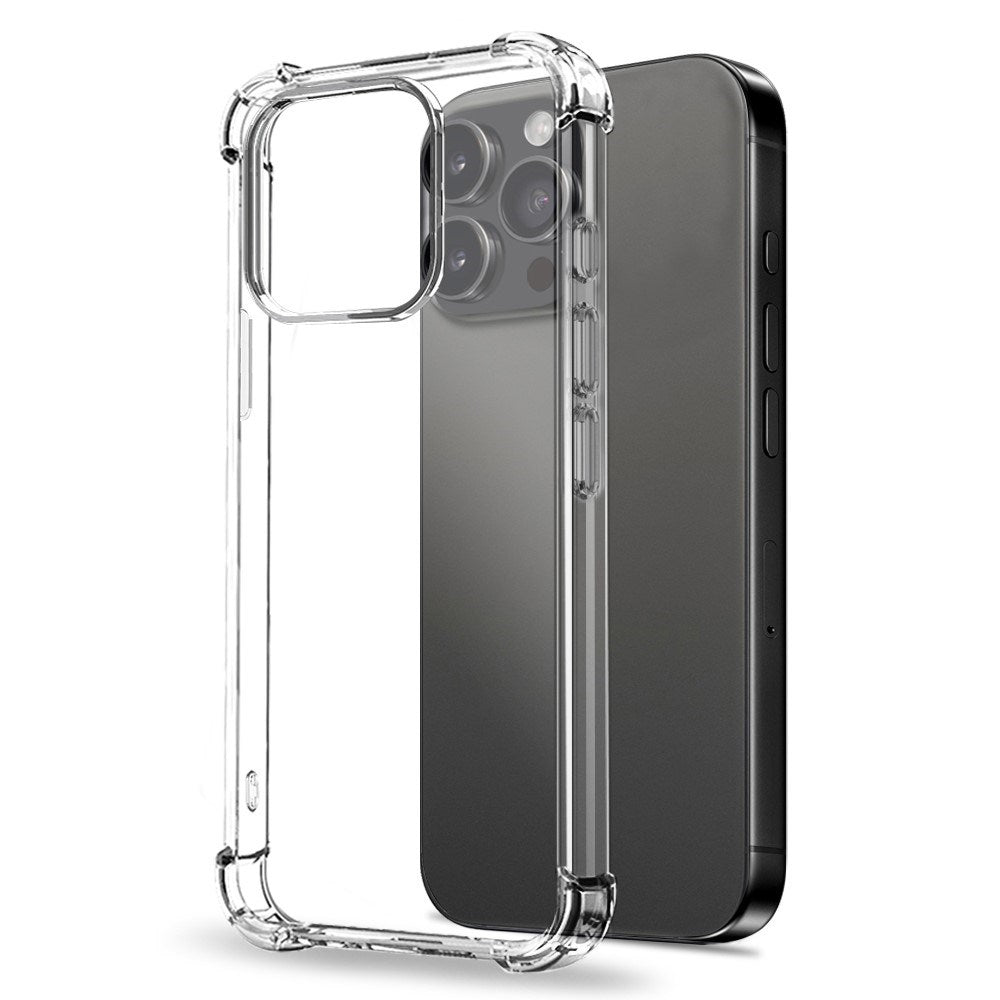 NORTHJO iPhone 15 Pro 2-i-1 Beskyttelsessett med Støtabsorberende Fleksibelt Plast Deksel & Herdet Skjermbeskyttelsesglass - Gjennomsiktig