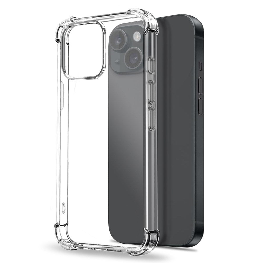 NORTHJO iPhone 15 3-i-1 Beskyttelsessett med Støtdempende Fleksibelt Plast Deksel & Skjermbeskytter i Herdet Glass & Kameralinseglass - Gjennomsiktig
