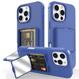 EIDERWOOD iPhone 16 Pro Max Fleksibelt Plast Deksel med Kortholder & Innebygd Speil – Blå
