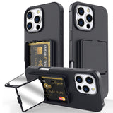 EIDERWOOD iPhone 16 Pro Max Fleksibelt Plast Deksel med Kortholder & Innebygd Speil – Svart