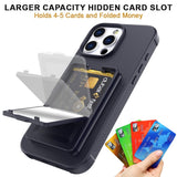 EIDERWOOD iPhone 16 Pro Max Fleksibelt Plast Deksel med Kortholder & Innebygd Speil – Svart