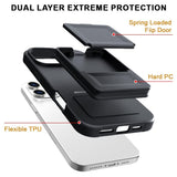 EIDERWOOD iPhone 16 Pro Max Fleksibelt Plast Deksel med Kortholder & Innebygd Speil – Svart