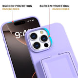 EIDERWOOD iPhone 16 Pro Fleksibelt Plast Deksel med Kortholder & Innebygd Speil – Lilla