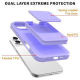 EIDERWOOD iPhone 16 Pro Fleksibelt Plast Deksel med Kortholder & Innebygd Speil – Lilla