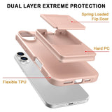 EIDERWOOD iPhone 16 Plus Fleksibelt Plast Deksel med Kortholder & Innebygd Speil – Rose Gold