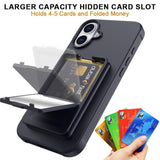 EIDERWOOD iPhone 16 Plus Fleksibelt Plast Deksel med Kortholder & Innebygd Speil – Svart
