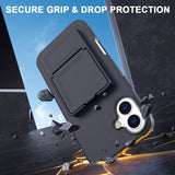 EIDERWOOD iPhone 16 Fleksibelt Plast Deksel med Kortholder & Innebygd Speil – Svart