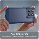 EIDERWOOD Motorola Edge 60 / Edge 60 Fusion Brushed Carbon Deksel - Blå