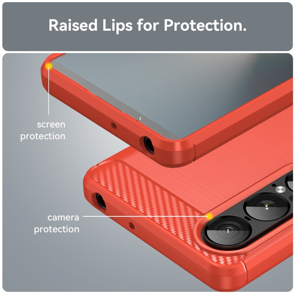 EIDERWOOD Sony Xperia 1 VII Brushed Carbon Deksel - Rød