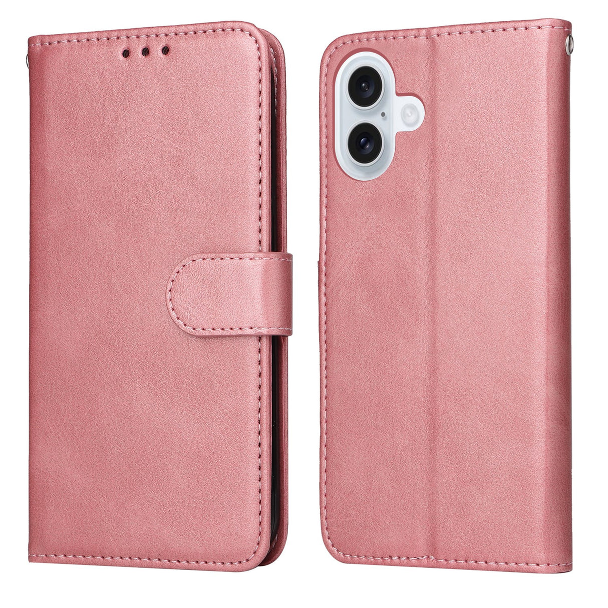 EIDERWOOD iPhone 17 Kunstskinn Flip Deksel med Lommebok &  Stropp – Rosa