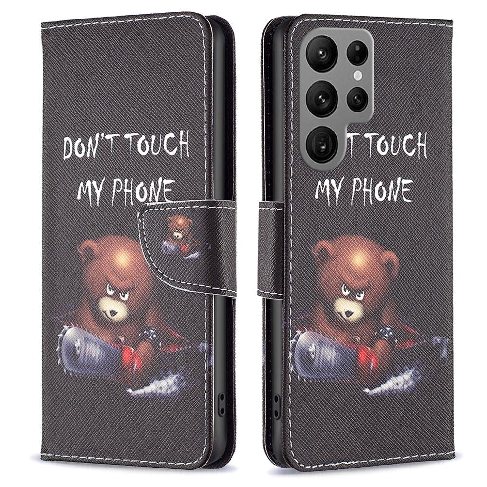 Samsung Galaxy S23 Ultra Flipdeksel Med Stor Lommebok i PU Skinn - Angry Teddy Bear