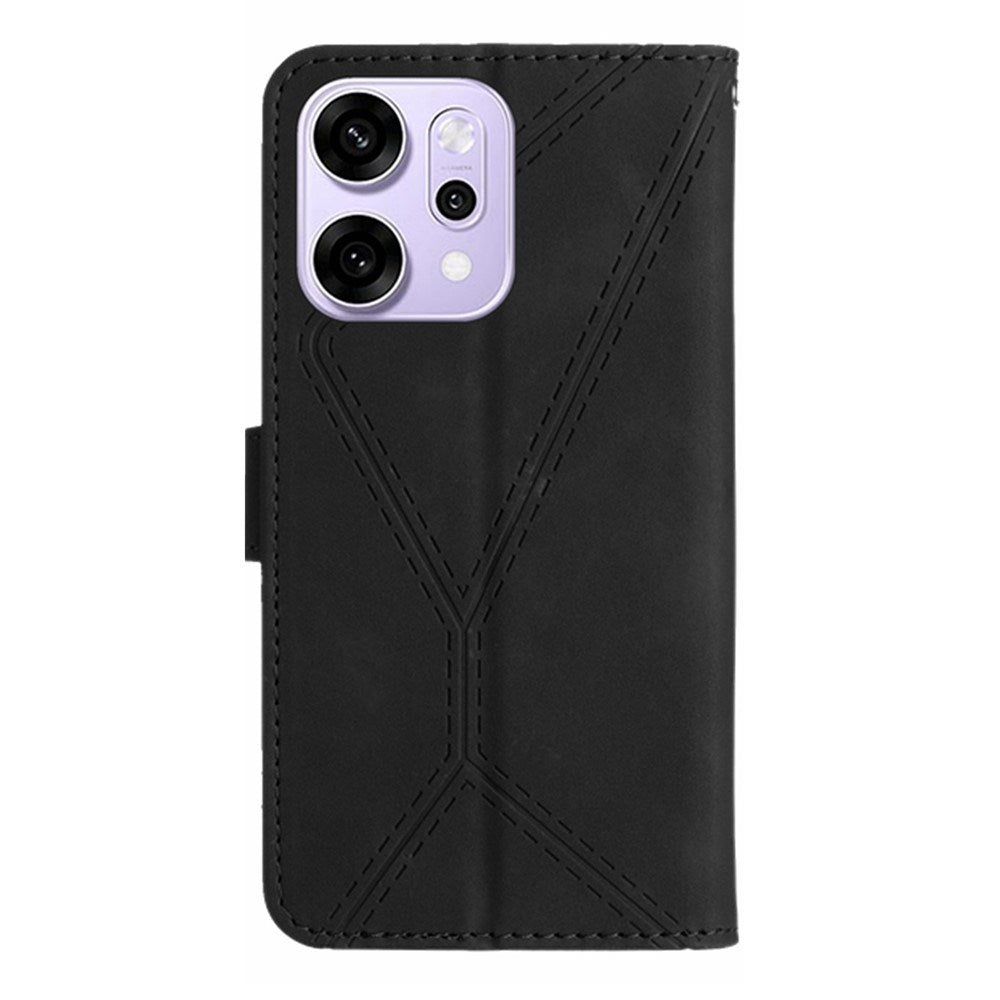 Oppo Reno14 (5G) Kunstskinn Flip Deksel med Trykk - Svart