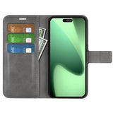 EIDERWOOD iPhone 17 Pro Max Kunstskinn Flip Deksel m. Stativfunksjon & Kortholder - Grå