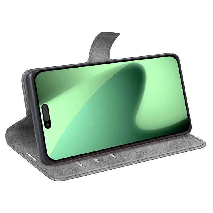 EIDERWOOD iPhone 17 Pro Max Kunstskinn Flip Deksel m. Stativfunksjon & Kortholder - Grå