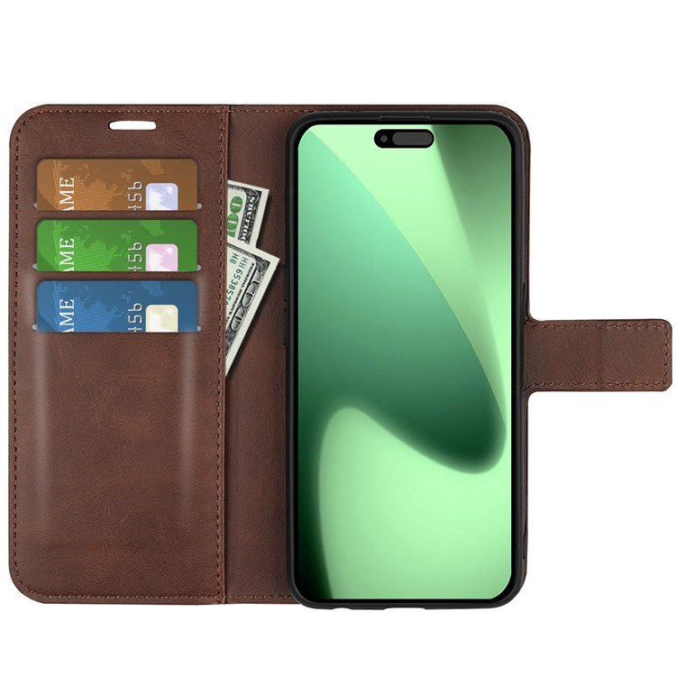 EIDERWOOD iPhone 17 Pro Max Kunstskinn Flip Deksel m. Stativfunksjon & Kortholder - Brun