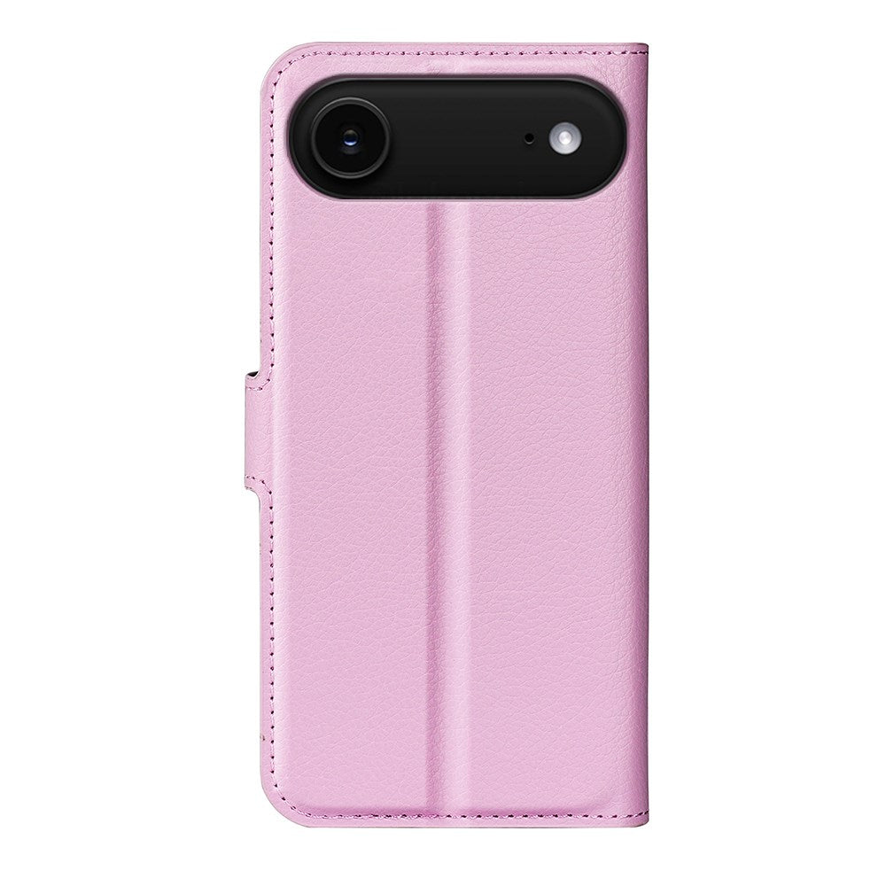 EIDERWOOD iPhone Air Litchi Flip Deksel med Innebygd Kortholder & Stativfunksjon – Rosa