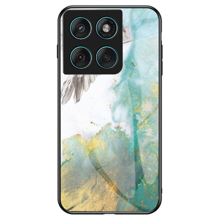 EIDERWOOD Motorola Edge 60 / Edge 60 Fusion Fleksibel Plastik Deksel med Glassbakside - Blå Marmor