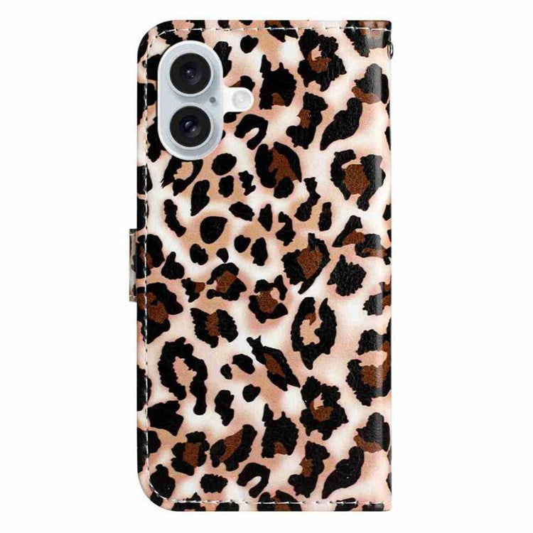 EIDERWOOD iPhone 17 Kunstskinn Flip Deksel med Lommebok & Stropp – Leopard