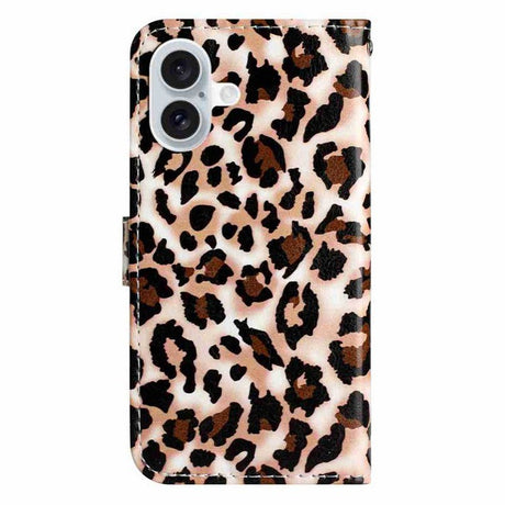 EIDERWOOD iPhone 17 Kunstskinn Flip Deksel med Lommebok & Stropp – Leopard