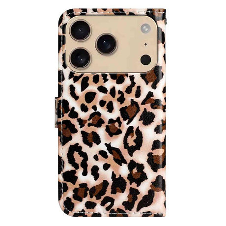 EIDERWOOD iPhone 17 Pro Kunstskinn Flip Deksel med Lommebok & Stropp – Leopard